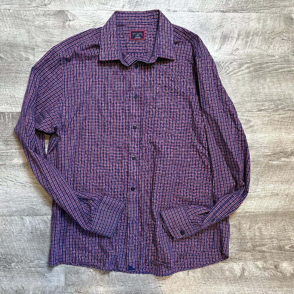 UNTUCKit Red & Blue Plaid 100% Cotton Button Down Shirt in Men's Size Large